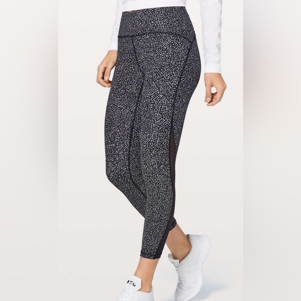 Lululemon Train Times 7/8 Pant 25" Night View White Black / Black Size: 10